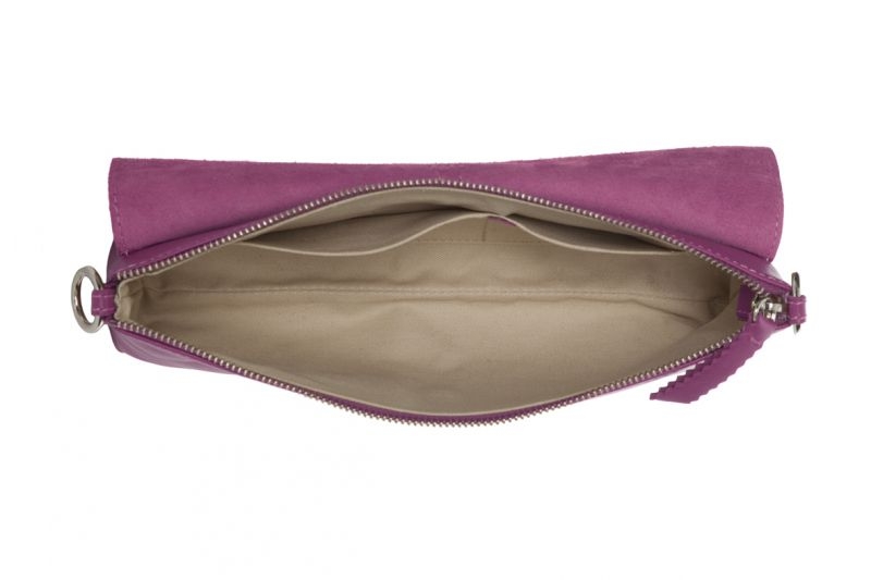 Baguette de Lacambra rosa fucsia bolso modulable en blandolera o asa corta